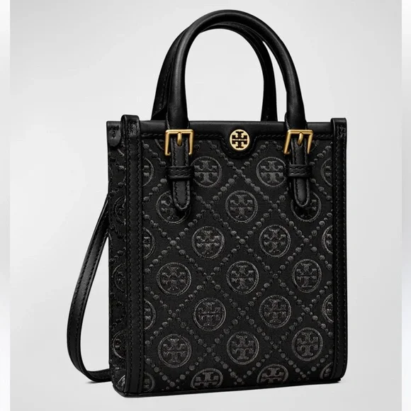 Tory Burch Black Canvas Monogram Mini Bag - Picture 9 of 10